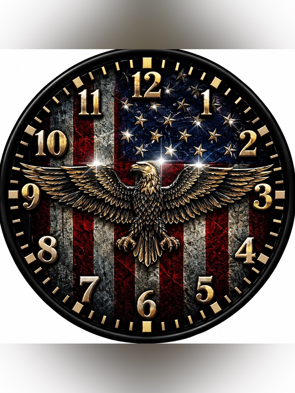 Patriotic Eagle 9” Wall Clock Decor in Red, White & Blue